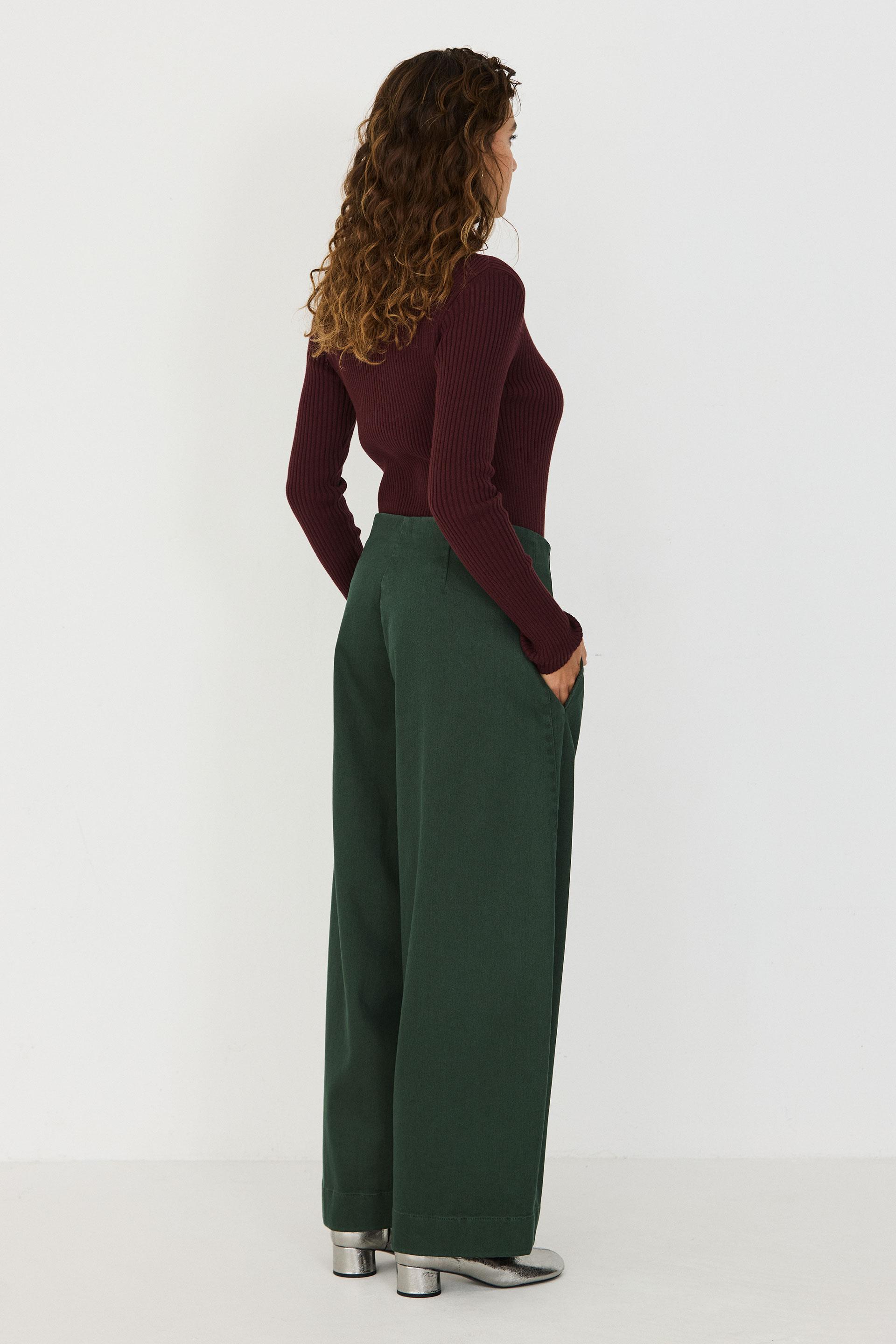 SKFK Mari Trouser Dark Green Damen GOTS Barrel Pants grün
